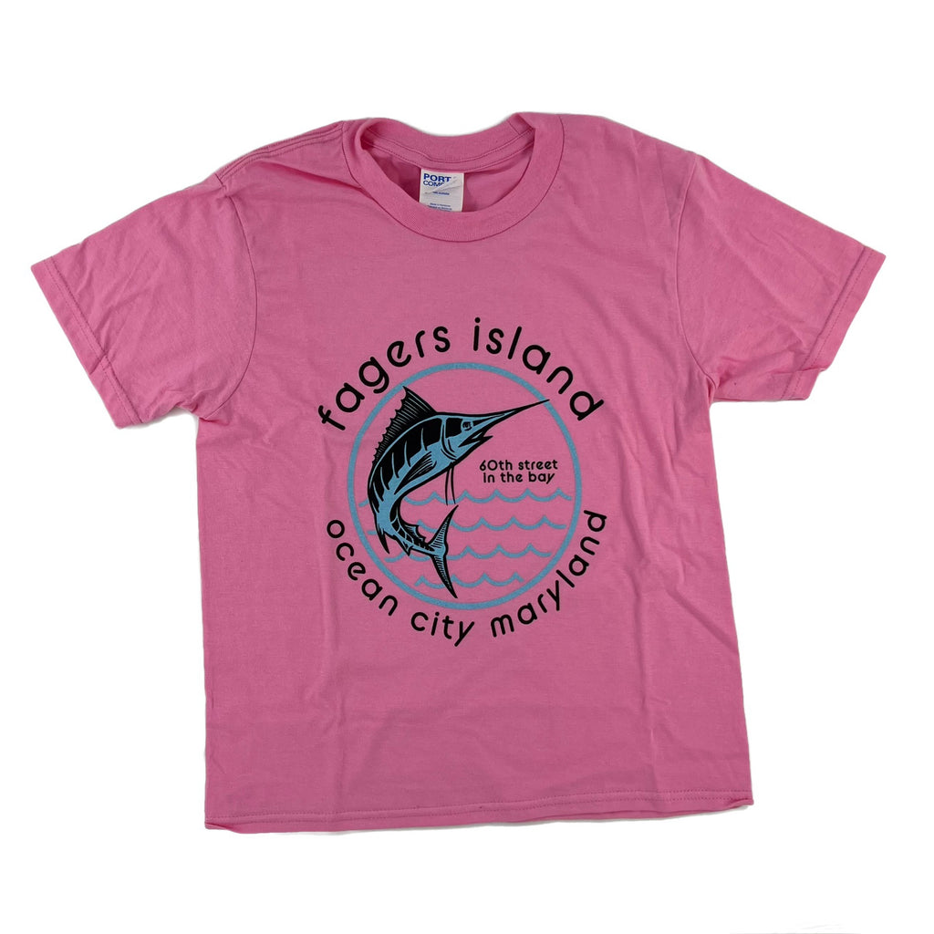 White Marlin Kids T-Shirt Blue and Pink
