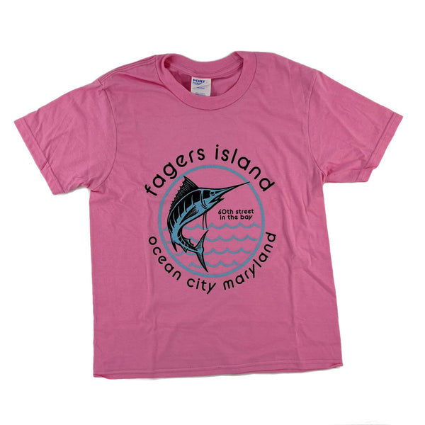 White Marlin Kids T-Shirt Blue and Pink