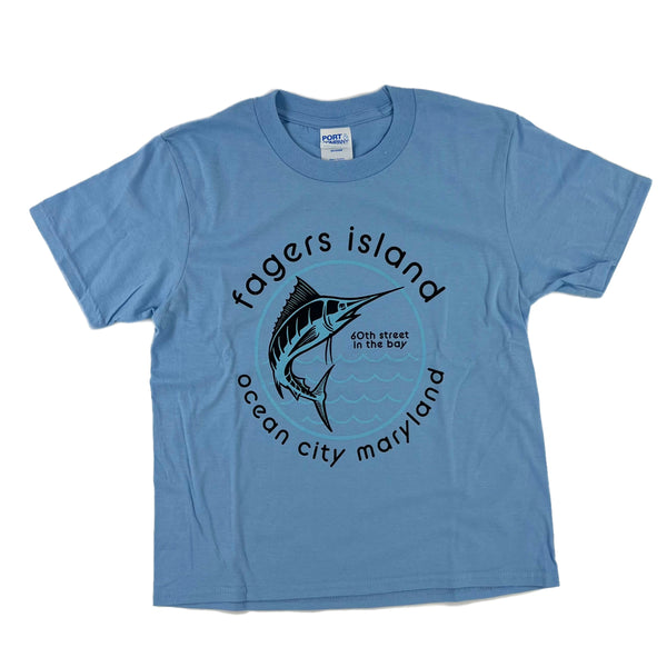 White Marlin Kids T-Shirt Blue and Pink