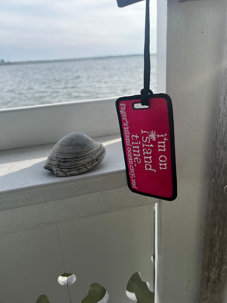 I'm on island time luggage tag