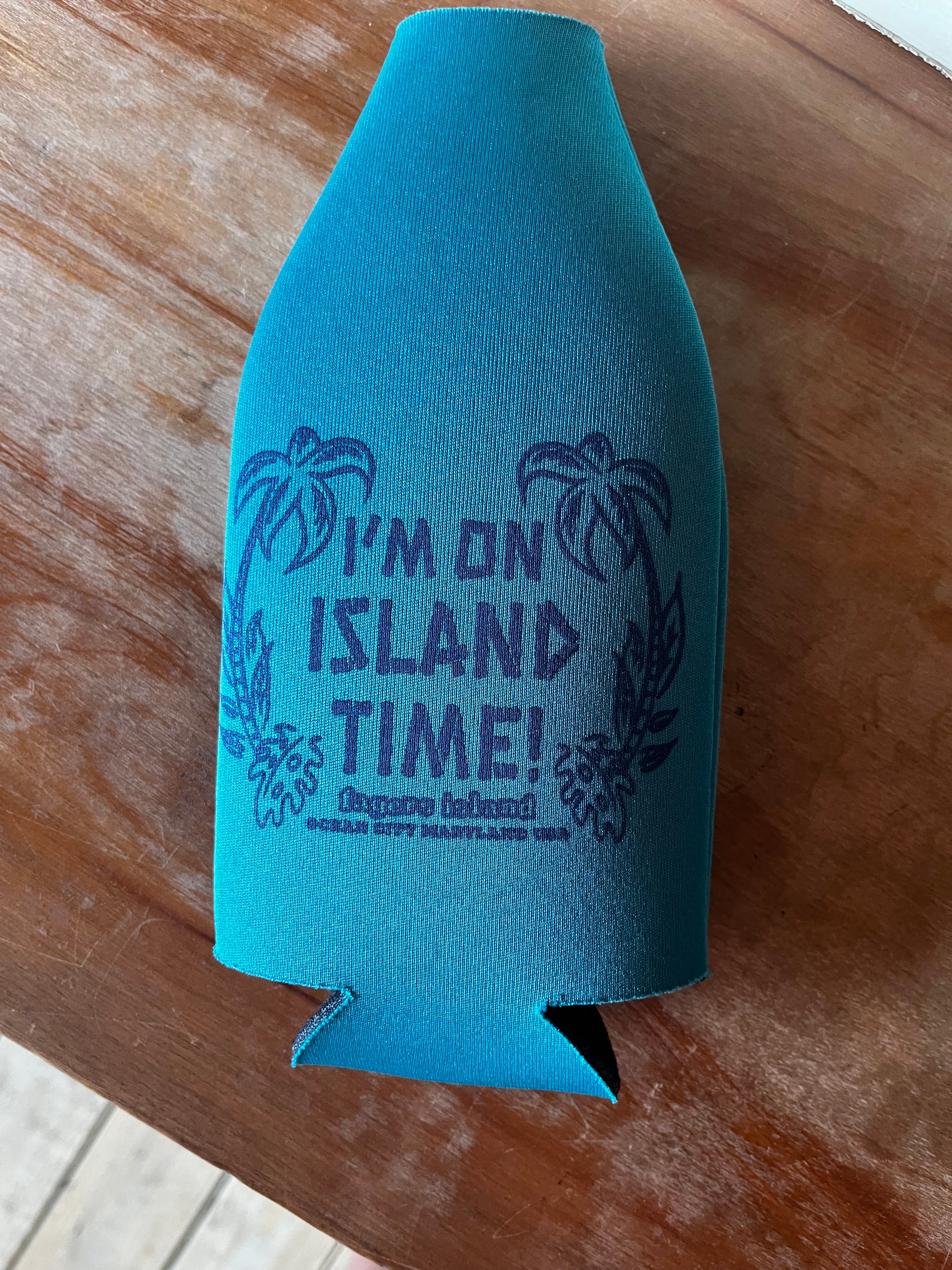 Beer bottle I'm on island time zip up koozie